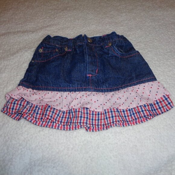4th Of July Baby Girls Denim Skirt Skort Size 24 M - Picture 1 of 6